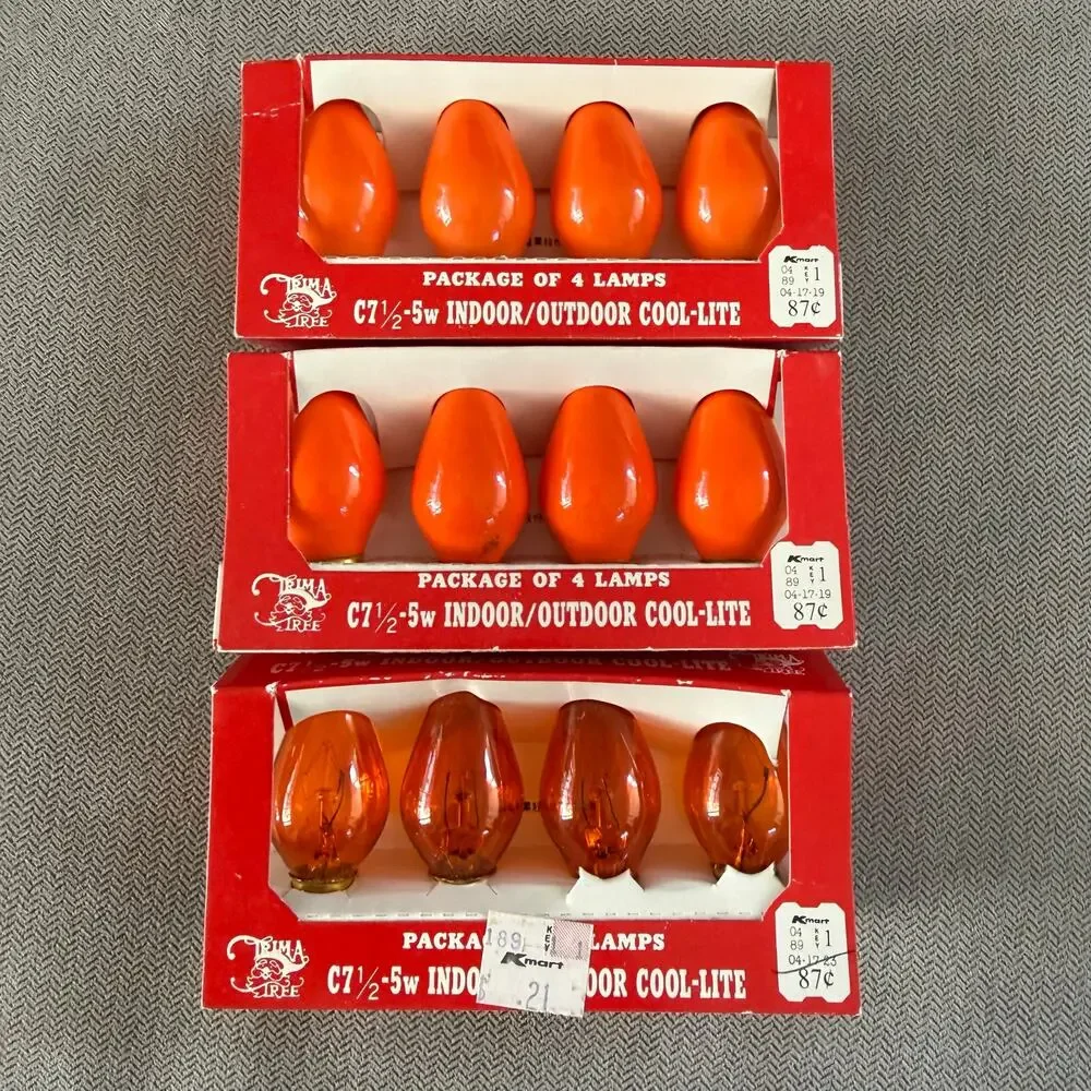 Vintage C7 Christmas Light Replacement Bulbs Cool-Lite Multicolor Lot 72 NOS